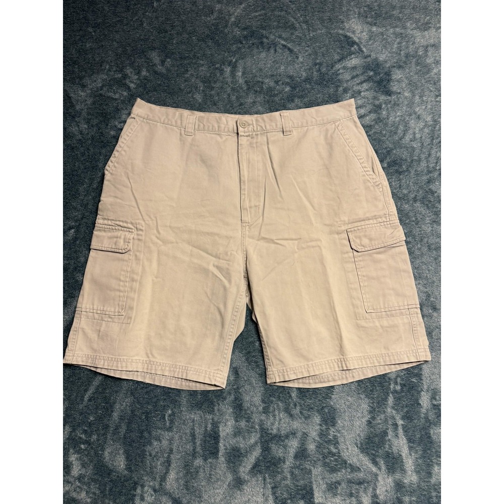 Foot Locker Mens 38 Cargo Shorts Khaki 100% Cotton Twill Flat Front Outdoor